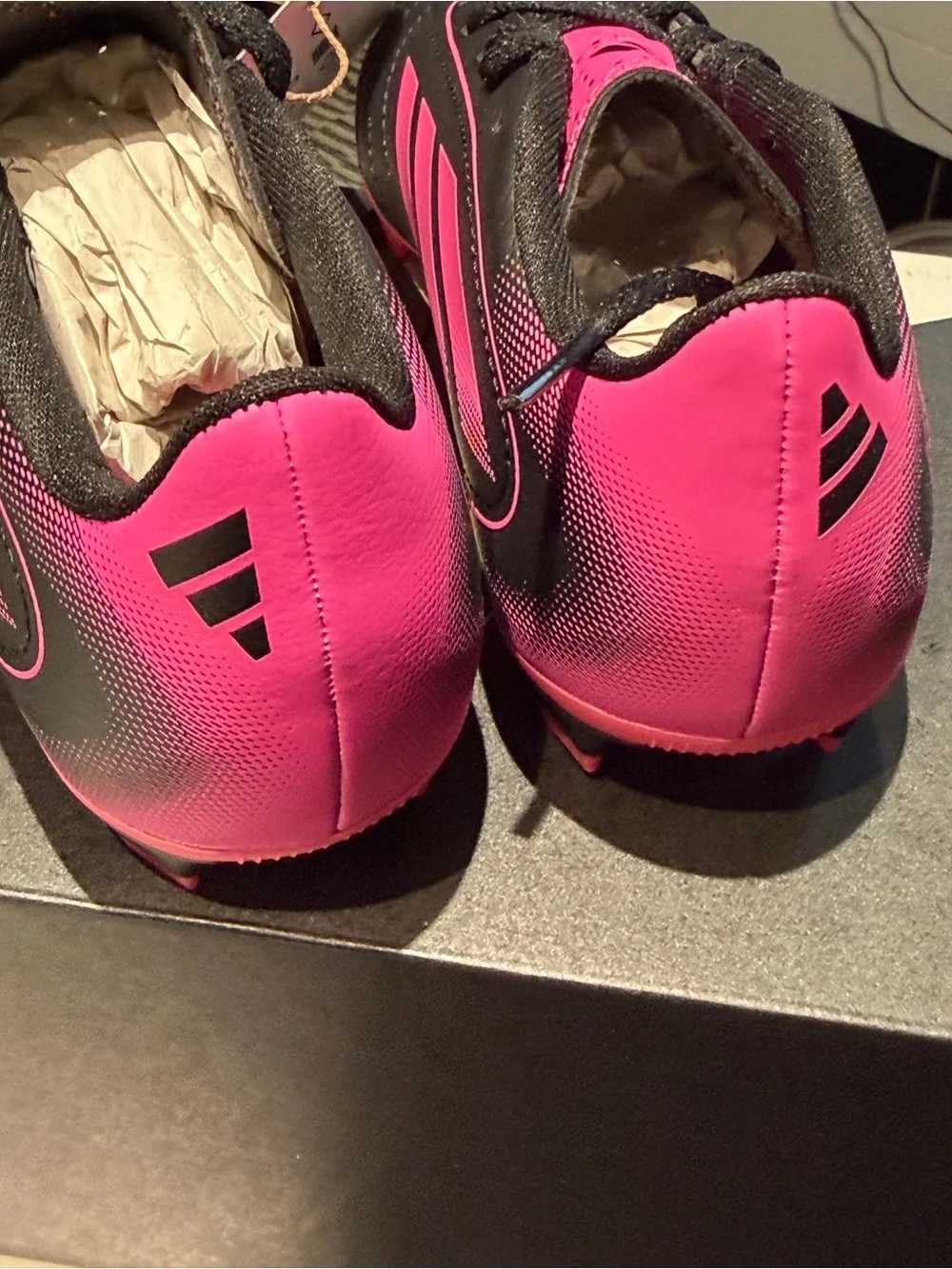 adidas Kids Black & Hot Pink Soccer Sneakers